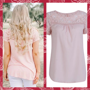 Pale Pink embroidery sleeve top