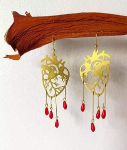 Human Heart Gold Earrings