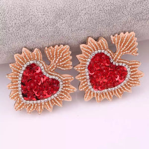 Large Sacred Heart Earrings